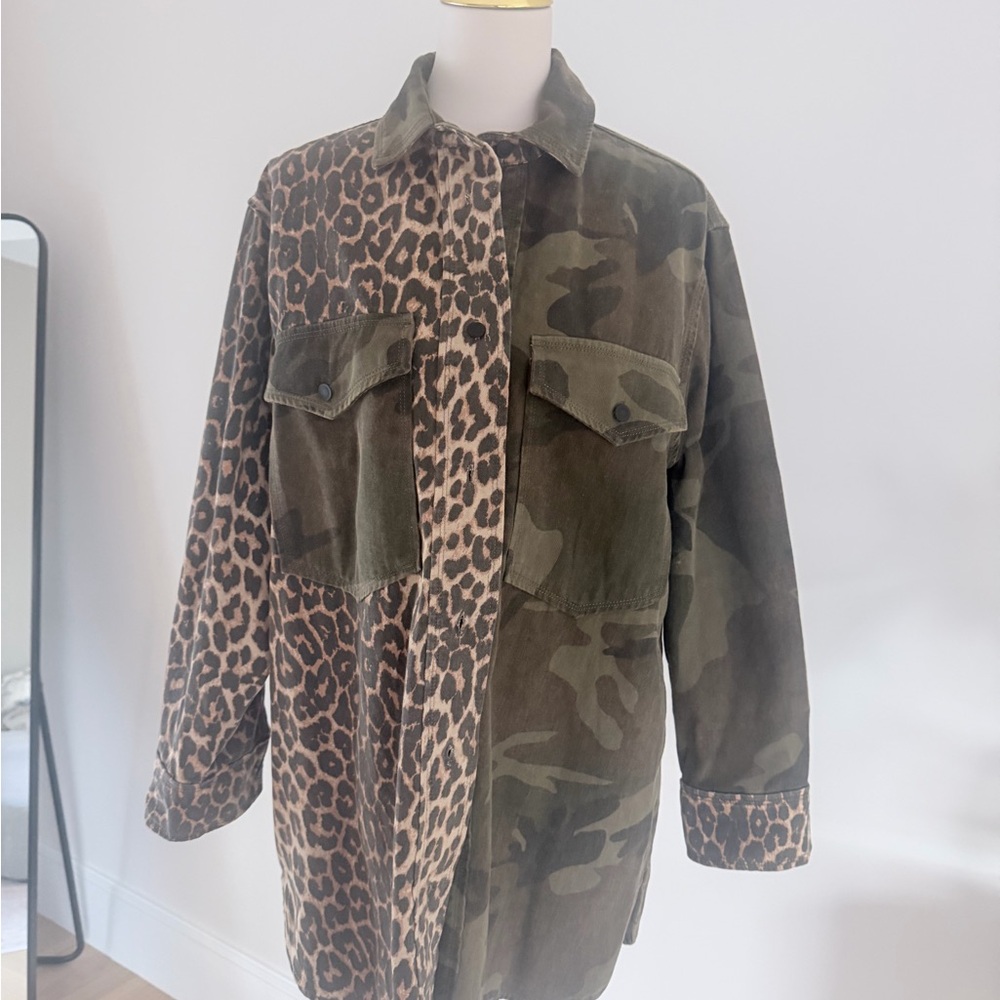 All Saints Lily Camo & Leopard Long Sleeve Shirtdress - Picture 6 of 9